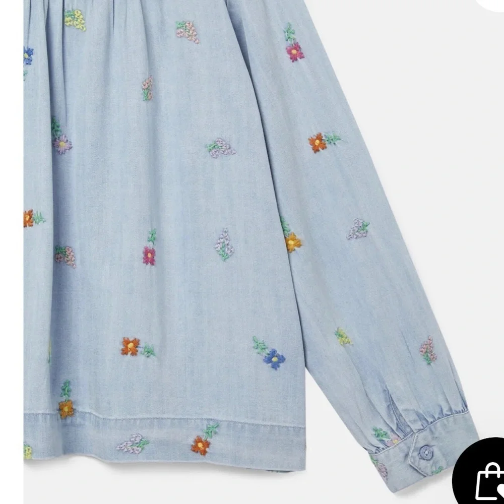 Stella McCartney Kids Light Blue Embroidered Blouse denim